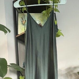 Quince Midi Silk Dress, Forest Green